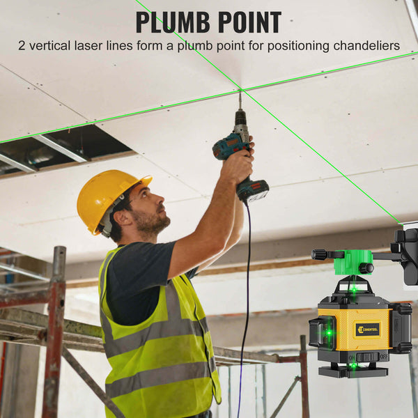 CONENTOOL 16-Line Laser Level, 4*360° Full Layout, Self-Levelling Line Laser, Remote Cotrol, 2 x 2400 mAh Battery 6pcs accessories