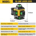 CONENTOOL 16-Line Laser Level, 4*360° Full Layout, Self-Levelling Line Laser, Remote Cotrol, 2 x 2400 mAh Battery 8pcs accessories 1m Tripod