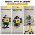 CONENTOOL 16-Line Laser Level, 4*360° Full Layout, Self-Levelling Line Laser, Remote Cotrol, 2 x 2400 mAh Battery 8pcs accessories 1m Tripod
