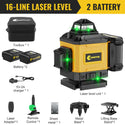 CONENTOOL 16-Line Laser Level, 4*360° Full Layout, Self-Levelling Line Laser, Remote Cotrol, 2 x 2400 mAh Battery 6pcs accessories