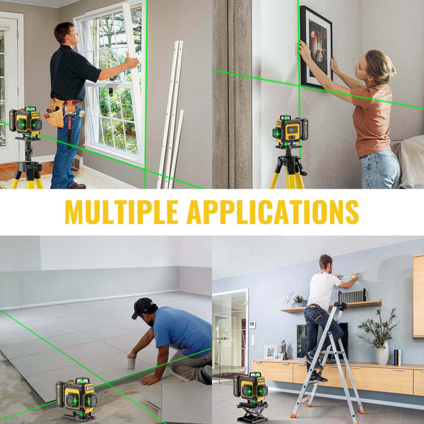 CONENTOOL LL03-ZC 16-Line Laser Level, 4*360° Full Layout, Self-Levelling Line Laser, Remote Cotrol, 2 x 2400 mAh Battery 8pcs accessories 1M Tripod