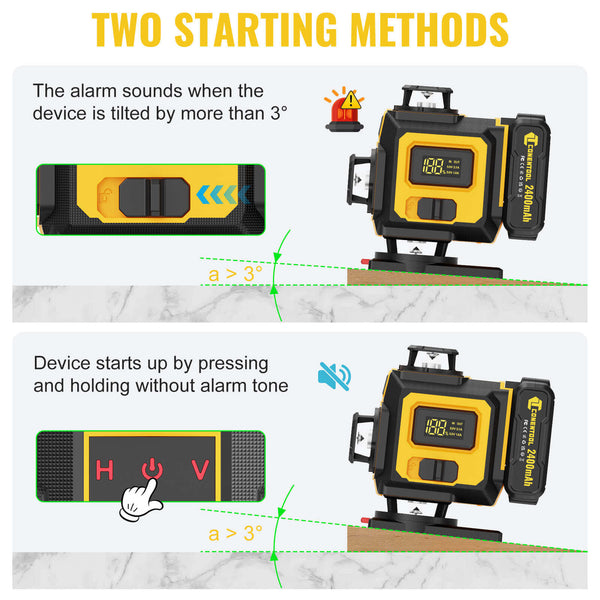 CONENTOOL LL03-ZC 16-Line Laser Level, 4*360° Full Layout, Self-Levelling Line Laser, Remote Cotrol, 2 x 2400 mAh Battery 8pcs accessories 1M Tripod