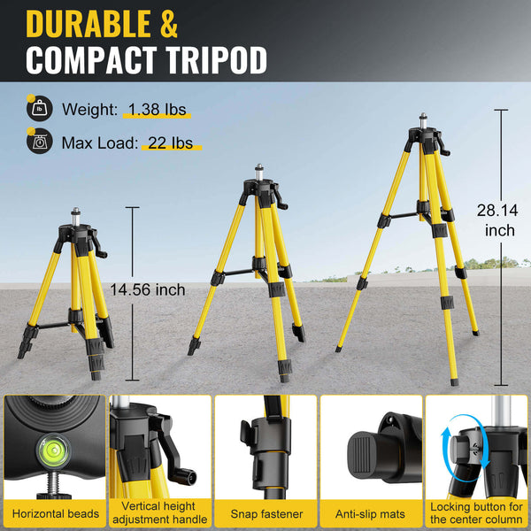 CONENTOOL LL03-ZC 16-Line Laser Level, 4*360° Full Layout, Self-Levelling Line Laser, Remote Cotrol, 2 x 2400 mAh Battery 8pcs accessories 1M Tripod
