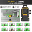 CONENTOOL LL03-ZC 16-Line Laser Level, 4*360° Full Layout, Self-Levelling Line Laser, Remote Cotrol, 2 x 3600 mAh Battery 10pcs accessories 1M Tripod