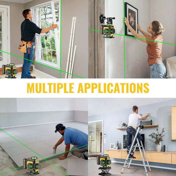 CONENTOOL LL03-ZC 16-Line Laser Level, 4*360° Full Layout, Self-Levelling Line Laser, Remote Cotrol, 2 x 2400 mAh Battery 6pcs accessories