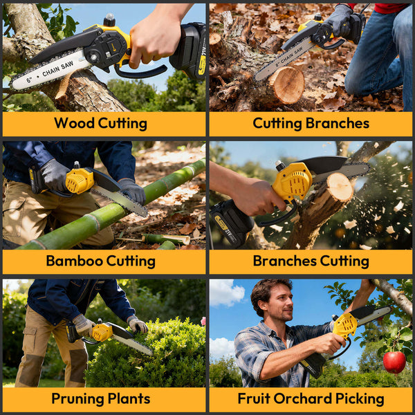 CONENTOOL CSE-06 6 Inch Mini Chainsaw Cordless Handheld With Safety Lock 2*2000mAh