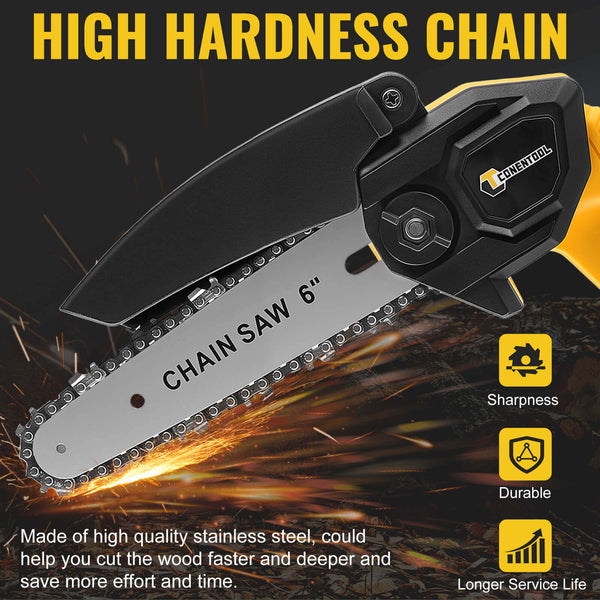 CONENTOOL CSE-05 6In Mini Chainsaw Cordless Handheld With Safety Lock 2*2000mAh