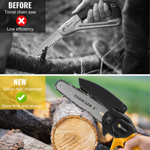 CONENTOOL CSE-05 6In Mini Chainsaw Cordless Handheld With Safety Lock 2*2000mAh