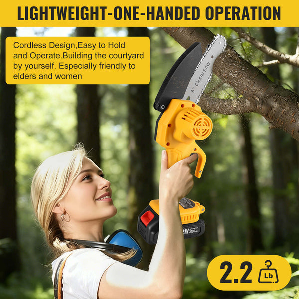 CONENTOOL CSE-05 6In Mini Chainsaw Cordless Handheld With Safety Lock 2*2000mAh