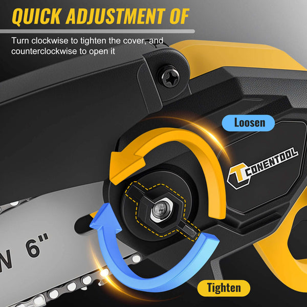 CONENTOOL CSE-05 6In Mini Chainsaw Cordless Handheld With Safety Lock 2*2000mAh