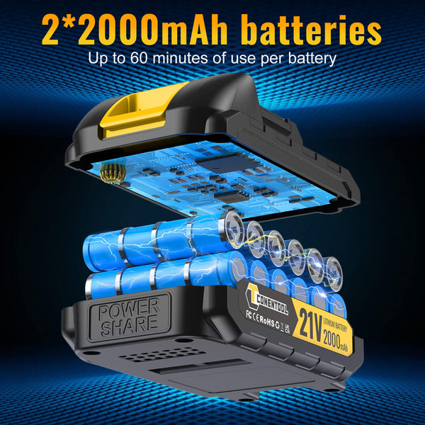 Conentool CTCD-W21V-004 21V Drill Driver Set, 3-in-1 System Electric Screwdriver with 2X 2000mAh Batteries, 52 N.m 27PCS Combi Drill, 28+3Torque Adjustment