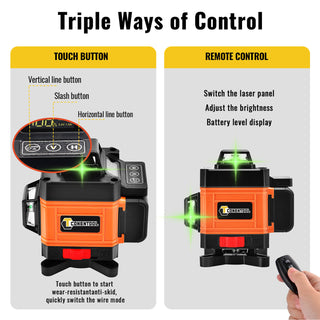 Remote Control Self-leveling Laser Level Tool Green 16 line 3D  | CONENTOOL