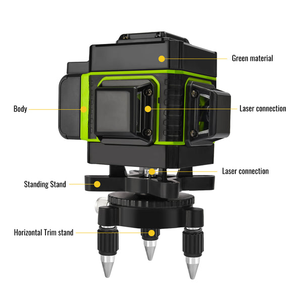 Remote Control Self Adjustable Laser Level 12 Line 3D Green | CONENTOOL