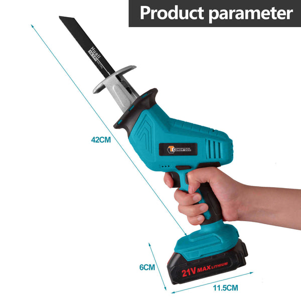 21V Cordless Reciprocating Saw With 2 Rechargeable Batteries, 4X Saw Blades | CONENTOOL