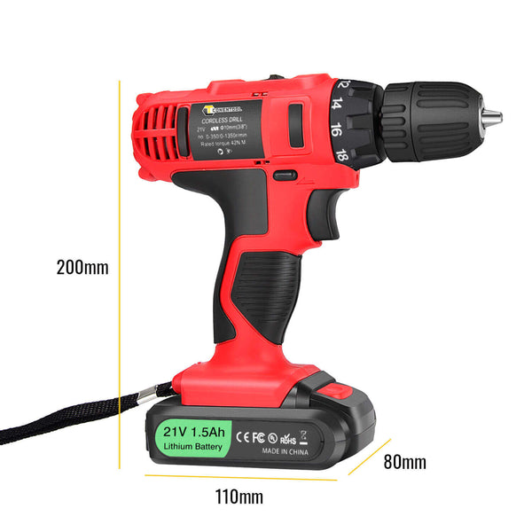 2 Speed Cordless Impact Drill 21V Electric Screwdriver Home Mini  Lithium Battery Wireless Rechargeable Hand Drill