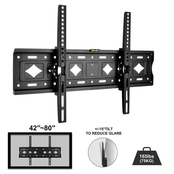 Tilting TV Wall Mount Bracket for 42-80 inch Flat/ Curved TVs Low Profile Design | CONENTOOL