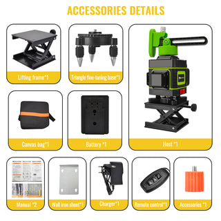 3D Laser Level Green with Remote Control and Self-Adjustable | CONENTOOL