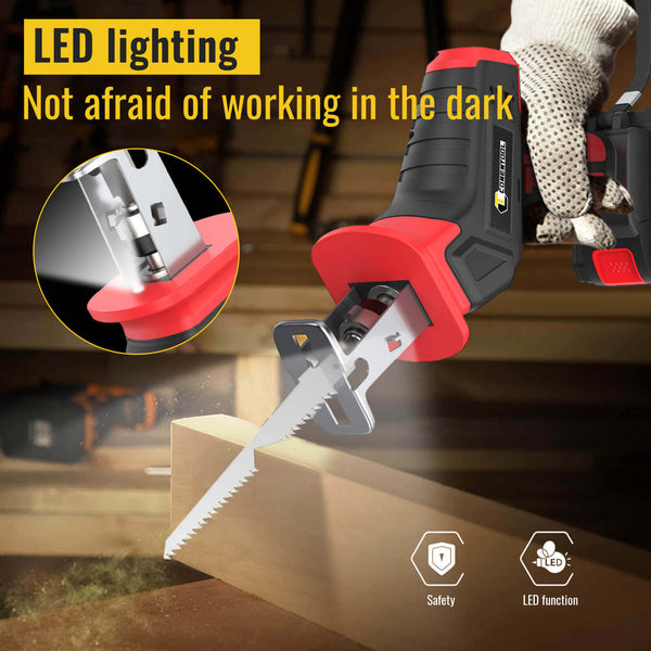 21V 2000mAh Cordless Reciprocating Saw, With 2 Rechargeable Battery, LED Lighting | CONENTOOL