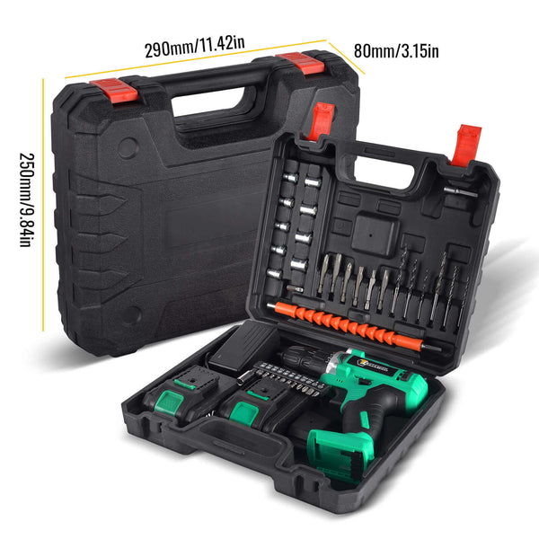 21V Cordless Drill Driver Kit, Cordless Screwdriver Tool Kit, 2* 1500mAh Batteries And Storage Bag | CONENTOOL