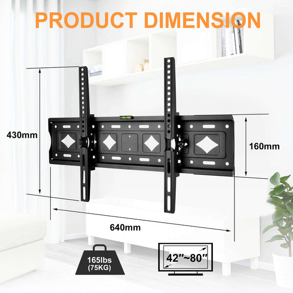 Tilting TV Wall Mount Bracket for 42-80 inch Flat/ Curved TVs Low Profile Design | CONENTOOL
